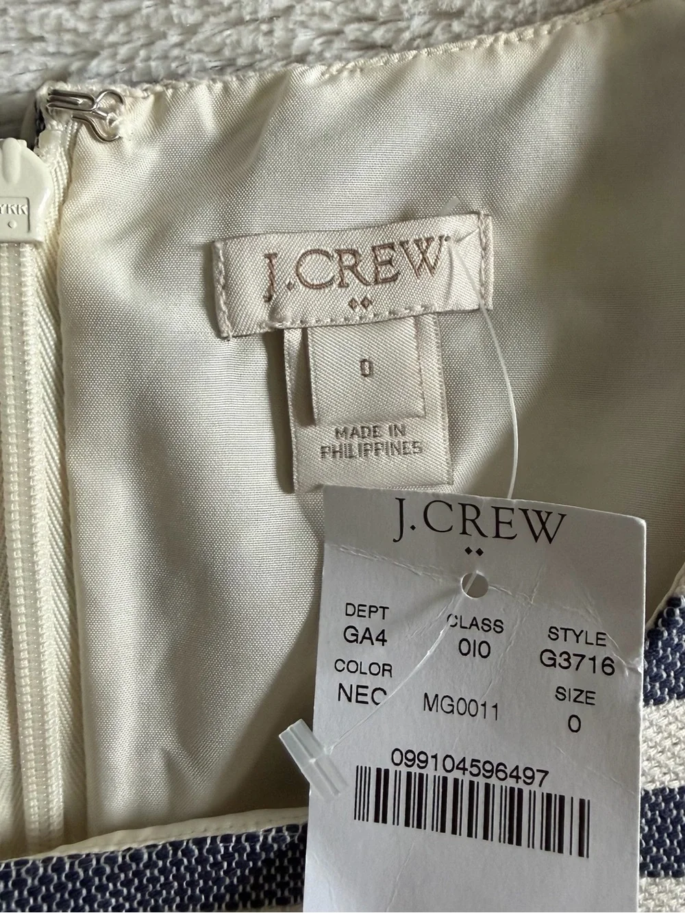 J.Crew Grey Striped Cotton Sheath Dress Sz O Nautical Old Money Quiet Luxury NWT